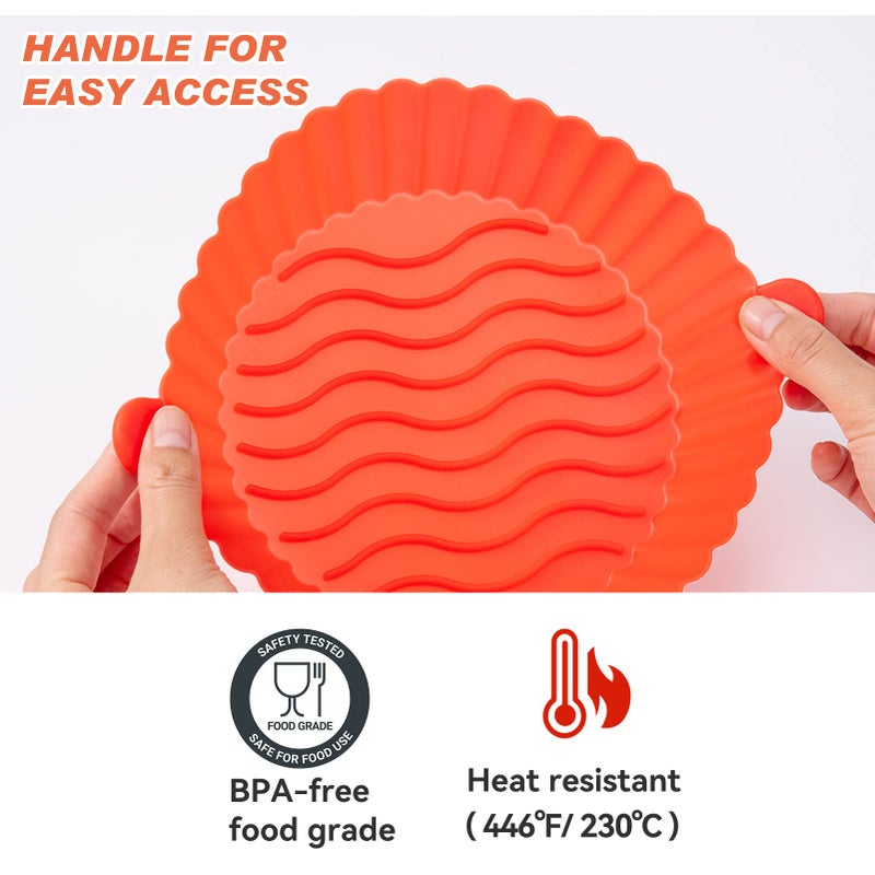 Alphatool Air Fryer Silicone Pot, Easy to Clean, 6.3in Reusable Airfryer Basket Liners for 3 to 5QT, Food Safe Round Replacement Accessories of Disposable Paper Liners (3 Pack) - Image 4