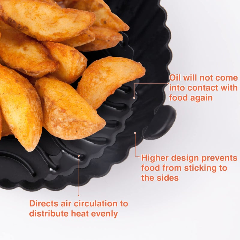 Alphatool Air Fryer Silicone Pot, Easy to Clean, 6.3in Reusable Airfryer Basket Liners for 3 to 5QT, Food Safe Round Replacement Accessories of Disposable Paper Liners (3 Pack) - Image 2