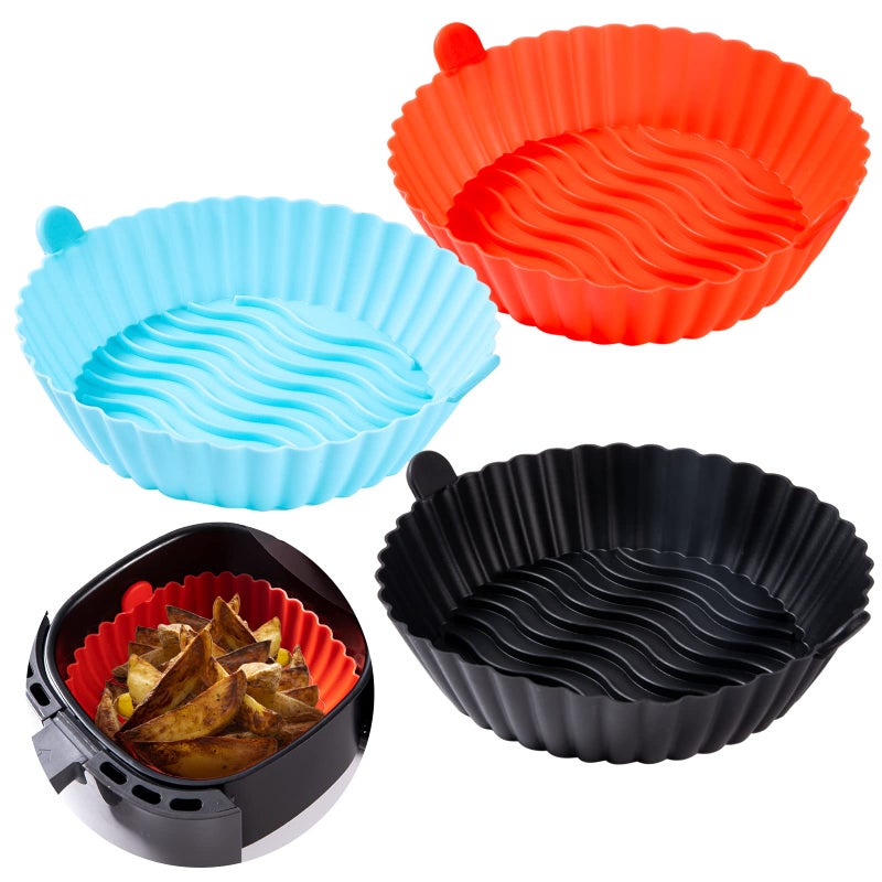 Alphatool Air Fryer Silicone Pot, Easy to Clean, 6.3in Reusable Airfryer Basket Liners for 3 to 5QT, Food Safe Round Replacement Accessories of Disposable Paper Liners (3 Pack) - Image 1