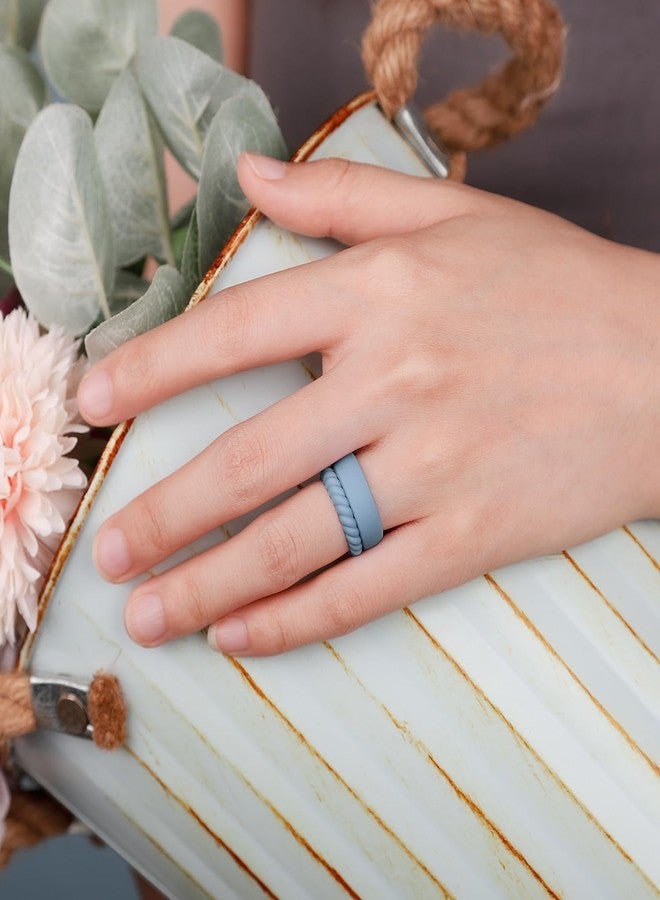 Egnaro Women's Bridal Rings Sets, Inner Arc Ergonomic Breathable Design Silicone Rubber Wedding Bands, 7.5-8, Silicone, No Gemstone - Image 3