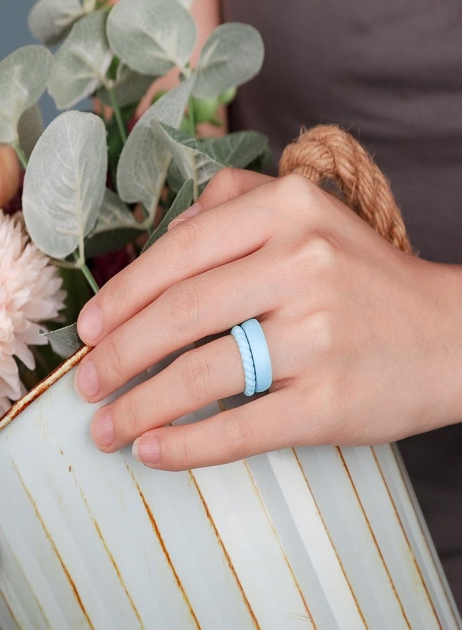 Egnaro Women's Bridal Rings Sets, Inner Arc Ergonomic Breathable Design Silicone Rubber Wedding Bands, 7.5-8, Silicone, No Gemstone - Image 4