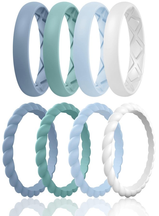 Egnaro Women's Bridal Rings Sets, Inner Arc Ergonomic Breathable Design Silicone Rubber Wedding Bands, 7.5-8, Silicone, No Gemstone - Image 1