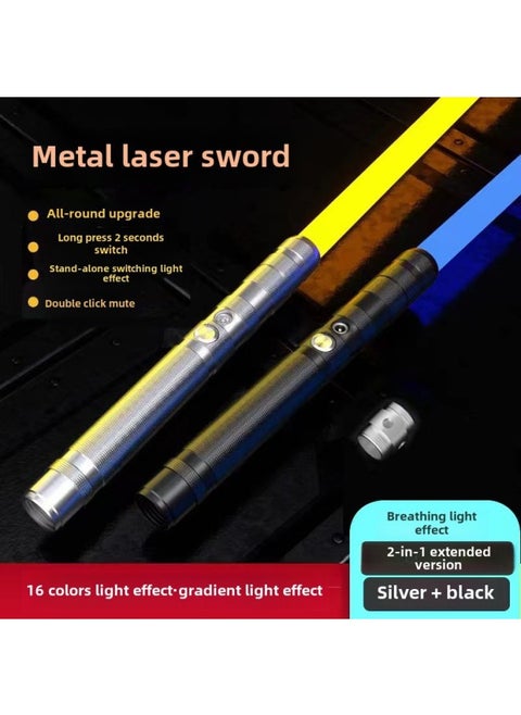 Star Wars Laser Sword Luminous Toy Metal Lightsaber Charging Color Changing Flash Toy Sword Wholesale-Color:2 Generation Black + Silver Mixed/send Connector-Specifications:10-color Light Effect + Automatic Color Change On Startup + Mute