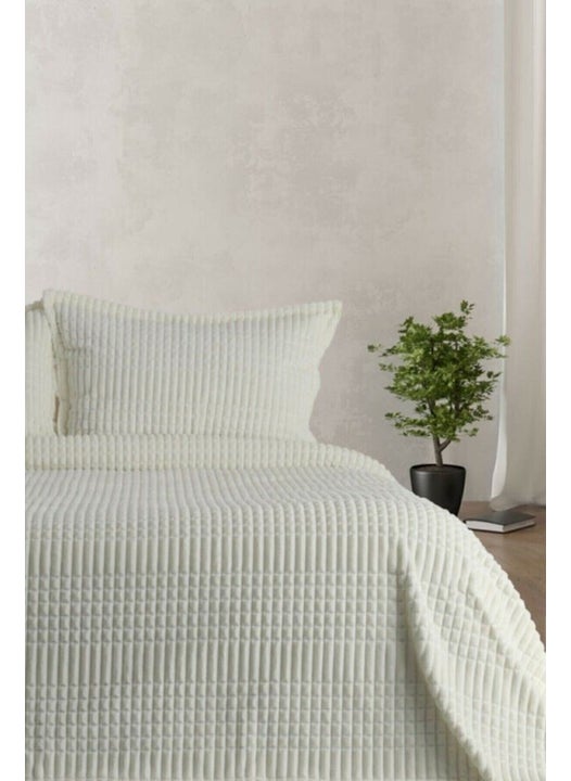 Modern Line 3 Piece Blanket Set - Ecru (Boxed Dowry Box)