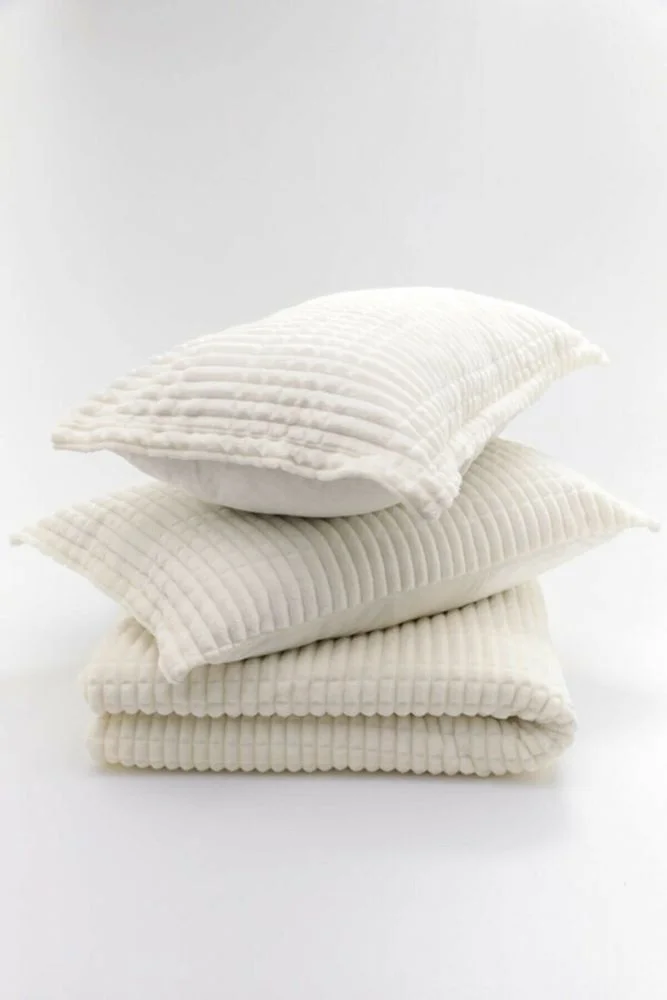 ميرينوس Modern Line 3 Piece Blanket Set - Ecru (Boxed Dowry Box)