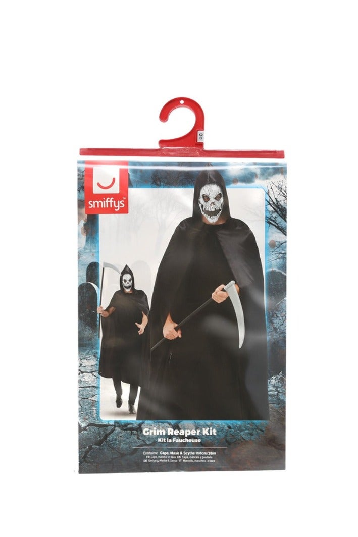 Smiffys طقم زي جني الموت - عباءة سوداء، قناع و منجل 100 سم - Image 4