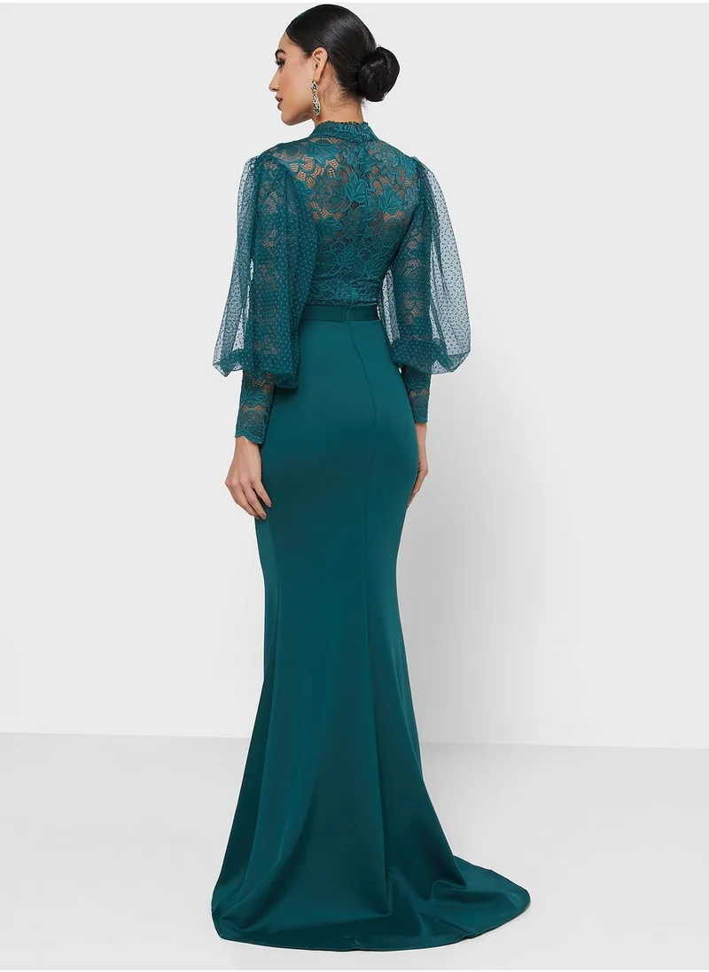 Ella Limited Edition Lace Puff Sleeve Mermaid Dress