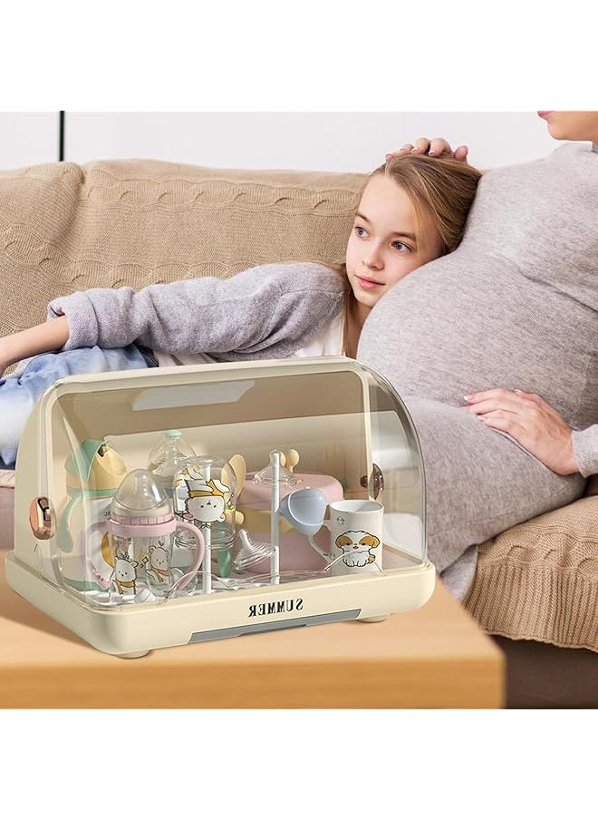 U-HOOME - Baby Bottle Drying Rack Storage Holder Large Nursing Bottle Storage Box Organizer With Cover - Image 1