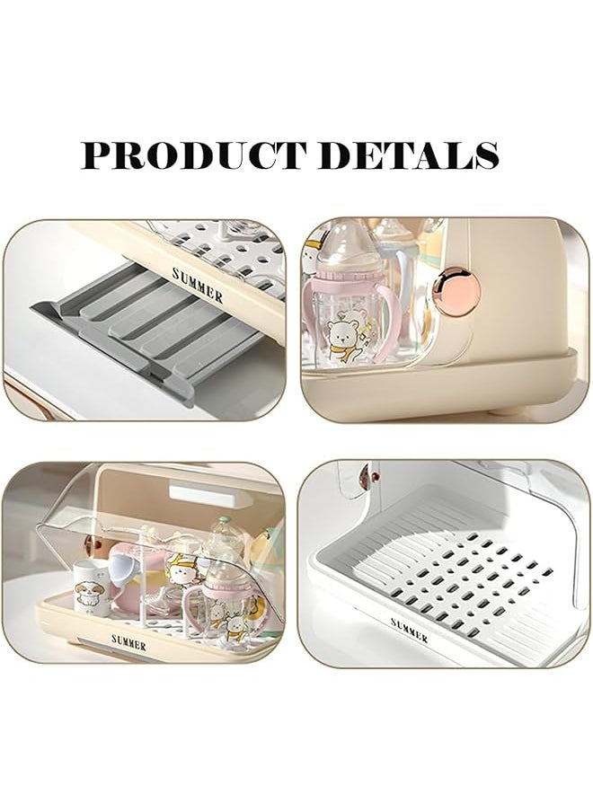 U-HOOME - Baby Bottle Drying Rack Storage Holder Large Nursing Bottle Storage Box Organizer With Cover - Image 1