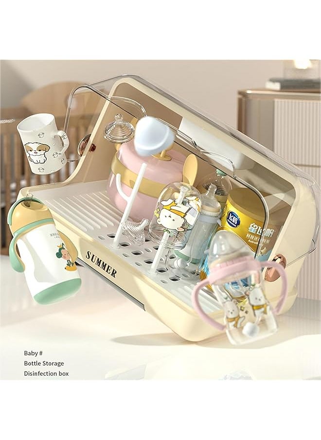 U-HOOME - Baby Bottle Drying Rack Storage Holder Large Nursing Bottle Storage Box Organizer With Cover - Image 1