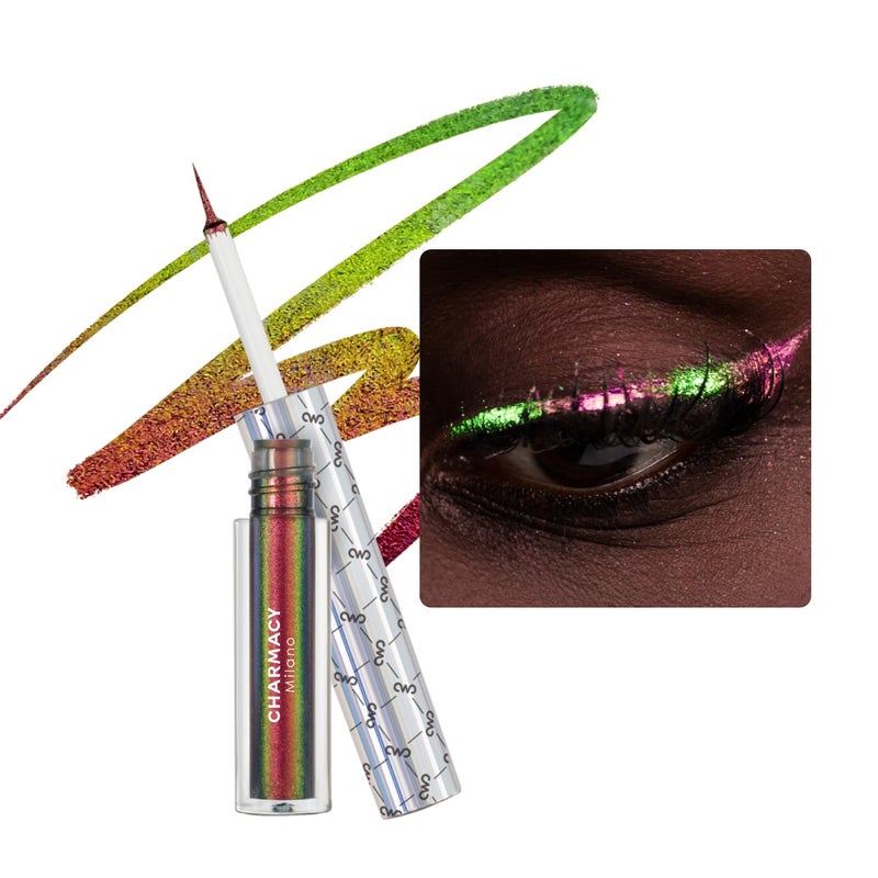 Chameleon Glitter Liquid Eyeliner Highly Pigmented Intense Color Shifting Waterproof Eyeliner Metallic MultiReflective Finish Longwearing Smudgeproof UltraFine Tip PINK GOLD GREEN 902