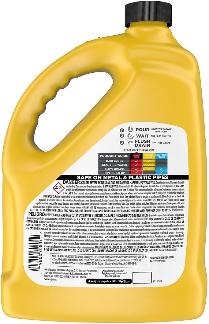 Drano Max Gel Clog Remover, 128 oz - Professional Strength Drain Cleaner - Image 3
