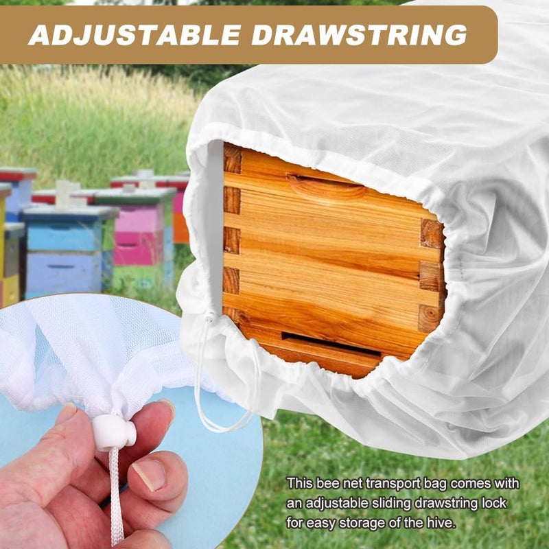 Restynic 2-Pack Beehive Transport Mesh Bag, Durable Polyester with Secure Drawstring, Fits 10-Frame Hives & Nuc Boxes, Professional Beekeepers for Safe Hive Transportation & Nuc Moving, 27.56 X 36.61 Inches - Image 5