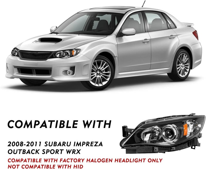TUSDAR Projector Headlight Assembly for 2008-2011 Subaru Impreza Outback Sport WRX - OEM Style Headlamp Set - Image 4