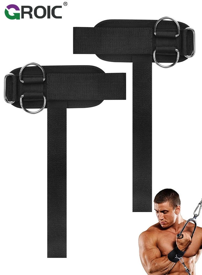 GROIC Weight Lifting Straps with D Ring - Cable Wrist Attachments for Gym Workout - Heavy Duty Lifting Wrist Straps for Cable Machines, Weightlifting, Snatch, Pulls and Deadlifts for both Men and Women - Image 1