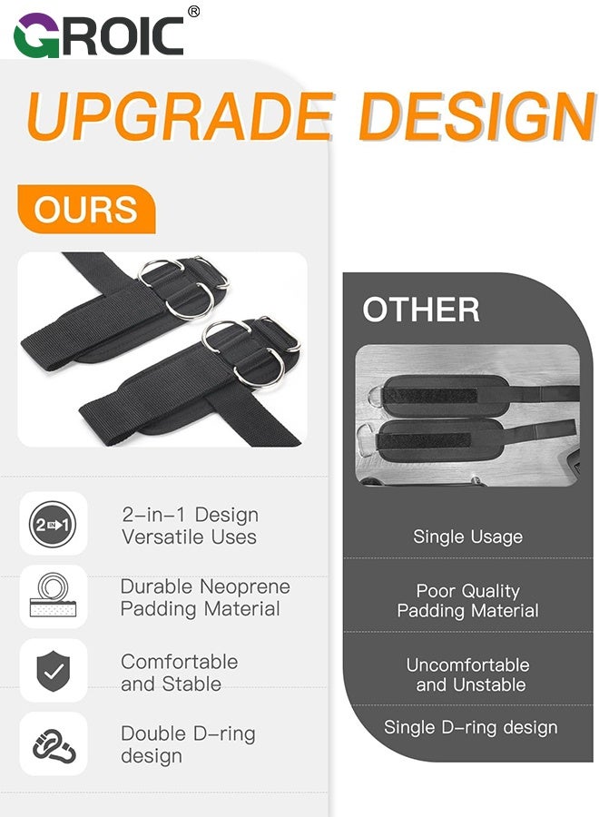 GROIC Weight Lifting Straps with D Ring - Cable Wrist Attachments for Gym Workout - Heavy Duty Lifting Wrist Straps for Cable Machines, Weightlifting, Snatch, Pulls and Deadlifts for both Men and Women - Image 3