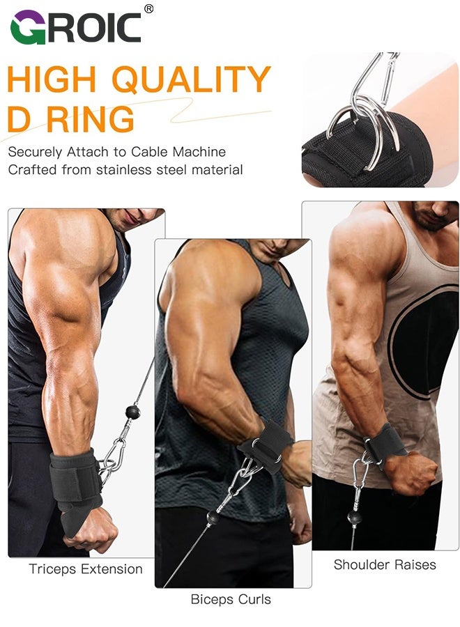 GROIC Weight Lifting Straps with D Ring - Cable Wrist Attachments for Gym Workout - Heavy Duty Lifting Wrist Straps for Cable Machines, Weightlifting, Snatch, Pulls and Deadlifts for both Men and Women - Image 5
