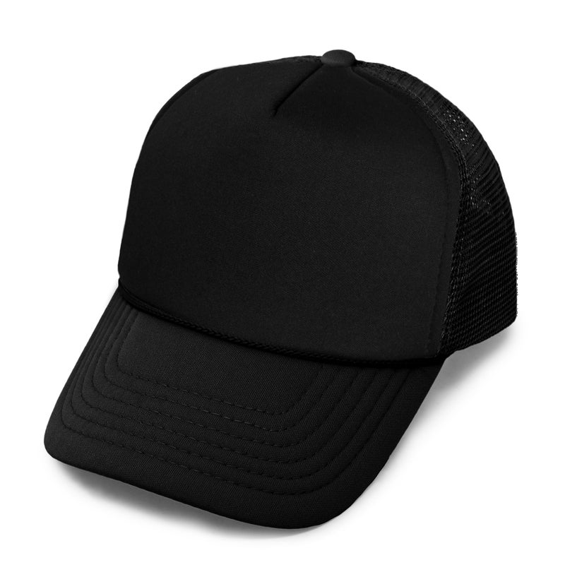 DALIX Kids Trucker Cap Mesh Hat Childrens Baseball Cap Black - Image 1