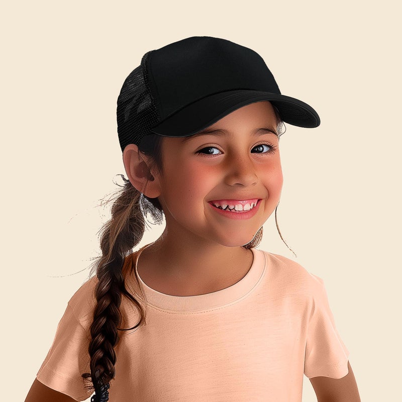 DALIX Kids Trucker Cap Mesh Hat Childrens Baseball Cap Black - Image 3