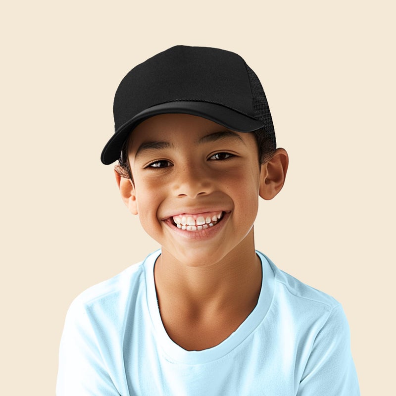 DALIX Kids Trucker Cap Mesh Hat Childrens Baseball Cap Black - Image 4