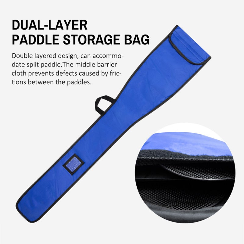 Kayak Paddle Bag Blue Double-Layered Oxford Cloth Split Paddle Storage Bag - Middle Barrier Prevents Friction Defects Transparent Pocket for Team Use - Image 2