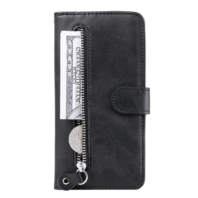 BURAQ Case Cover For Honor X6b 4G / X6c 4G / X5b / X5b Plus Fashion Calf Texture Zipper Leather Phone Case(Black) - Image 2