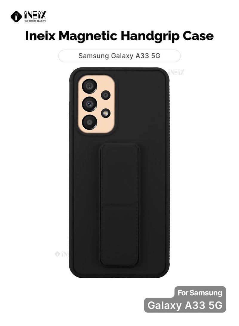 إينيكس جراب حماية 3 في 1 مغناطيسي ذو مسند للهاتف وسوار لأصابع اليد لهاتف سامسونج جلاكسي A33 5G اسود - Image 1