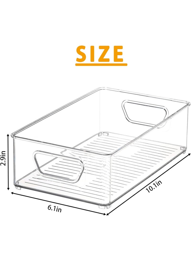 كيتشينو 4 عبوات من منظمات الثلاجة والتخزين من كيتشينو، صناديق بلاستيكية شفافة قابلة للتكديس للمطبخ وخزانة المؤن والفريزر لتخزين الطعام - Image 2