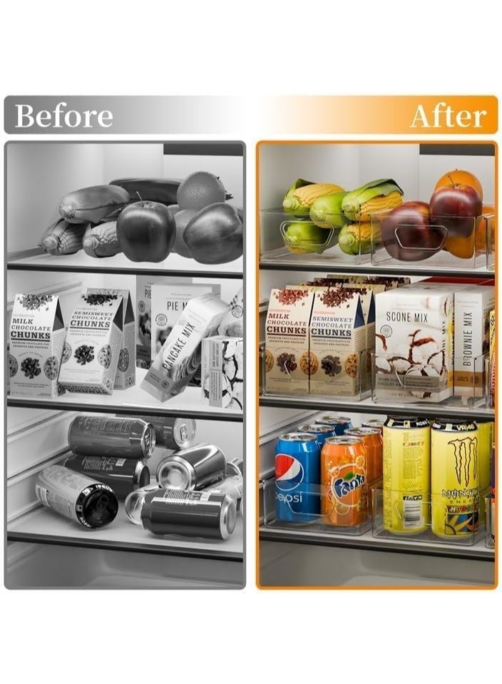 كيتشينو 4 عبوات من منظمات الثلاجة والتخزين من كيتشينو، صناديق بلاستيكية شفافة قابلة للتكديس للمطبخ وخزانة المؤن والفريزر لتخزين الطعام - Image 3