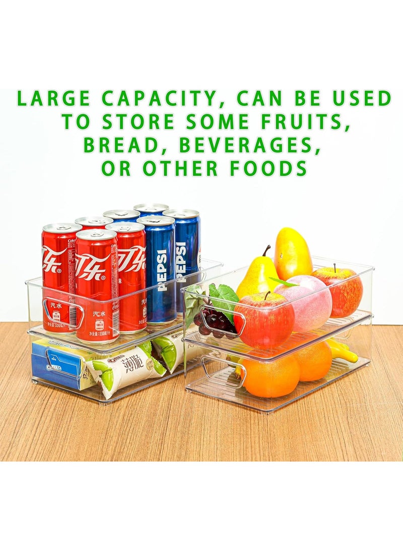 كيتشينو 4 عبوات من منظمات الثلاجة والتخزين من كيتشينو، صناديق بلاستيكية شفافة قابلة للتكديس للمطبخ وخزانة المؤن والفريزر لتخزين الطعام - Image 4