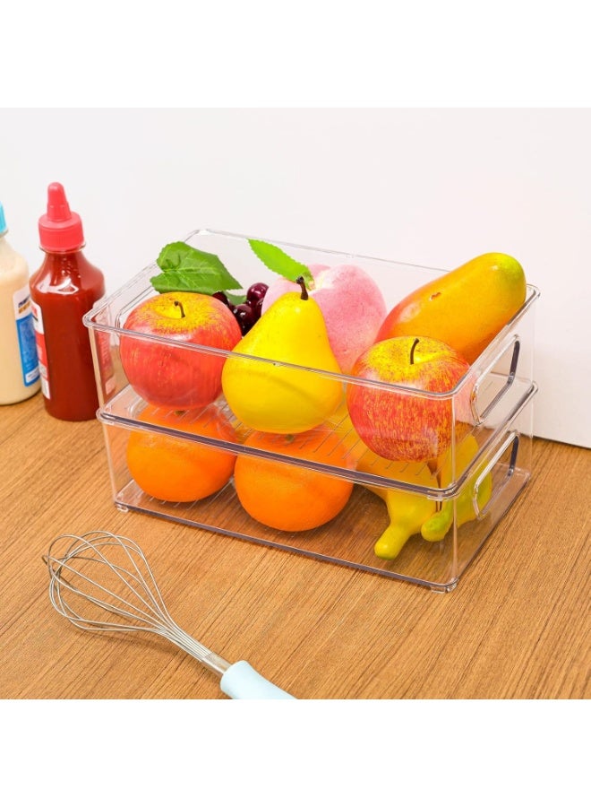 كيتشينو 4 عبوات من منظمات الثلاجة والتخزين من كيتشينو، صناديق بلاستيكية شفافة قابلة للتكديس للمطبخ وخزانة المؤن والفريزر لتخزين الطعام - Image 5