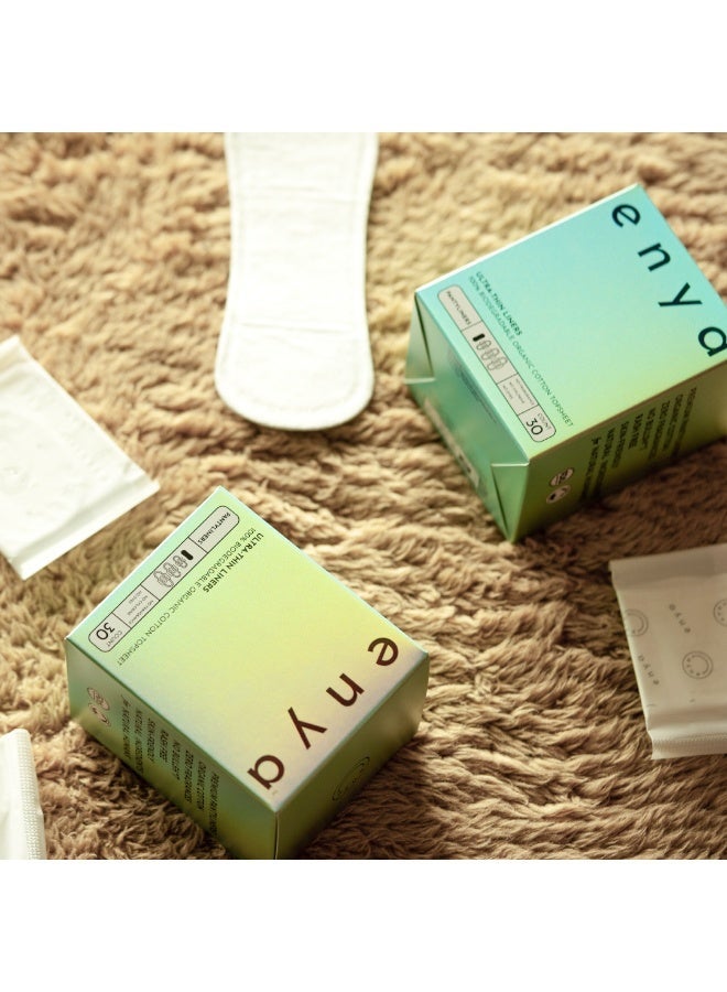 enya ULTRA - THIN LINERS 100% BIODEGRADABLE ORGANIC COTTON TOPSHEET 30 PCS - Image 2