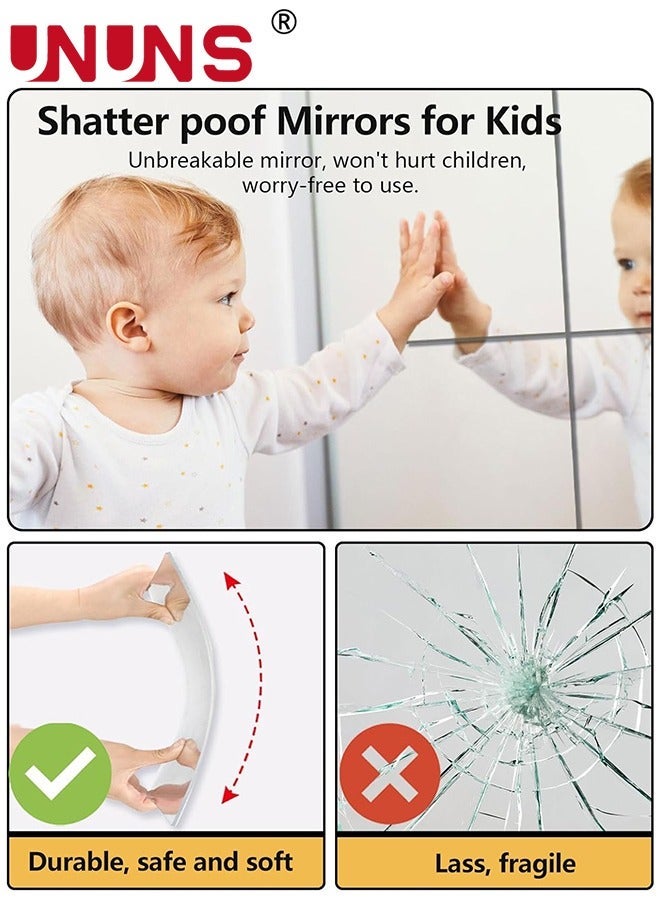 3D Mirror Wall Sticker Tiles, Non-Breakable Acrylic Full Length Mirror Tiles, 30cm x 4Pcs Flexible Plastic Mirror for Bedroom Home Gym Wall Decor - Image 3