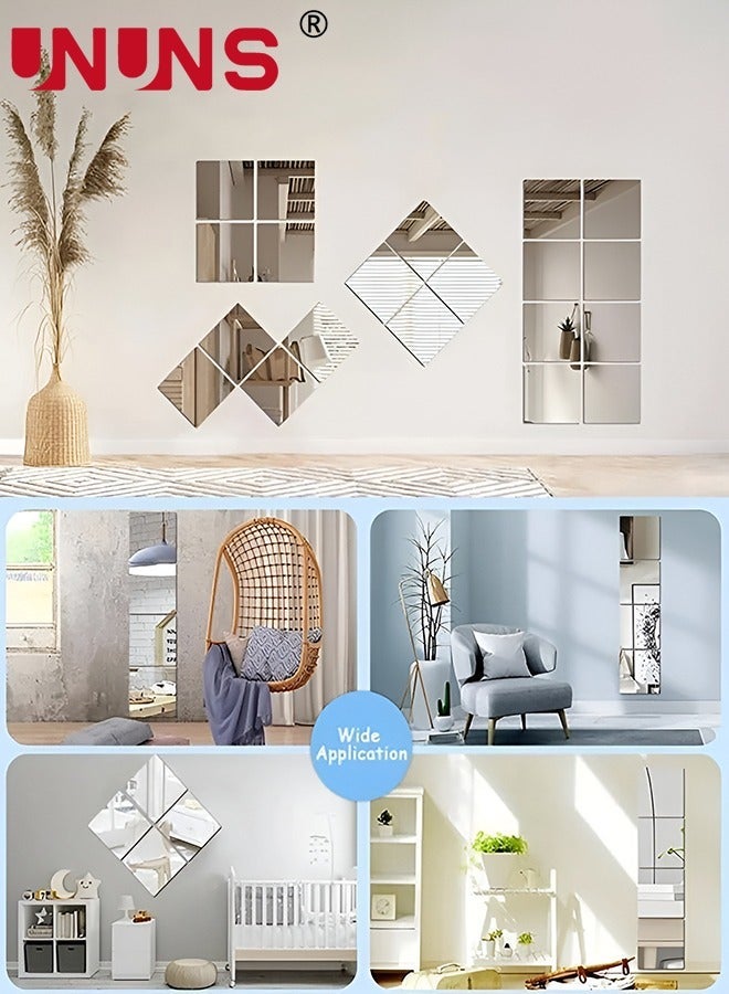 3D Mirror Wall Sticker Tiles, Non-Breakable Acrylic Full Length Mirror Tiles, 30cm x 4Pcs Flexible Plastic Mirror for Bedroom Home Gym Wall Decor - Image 5