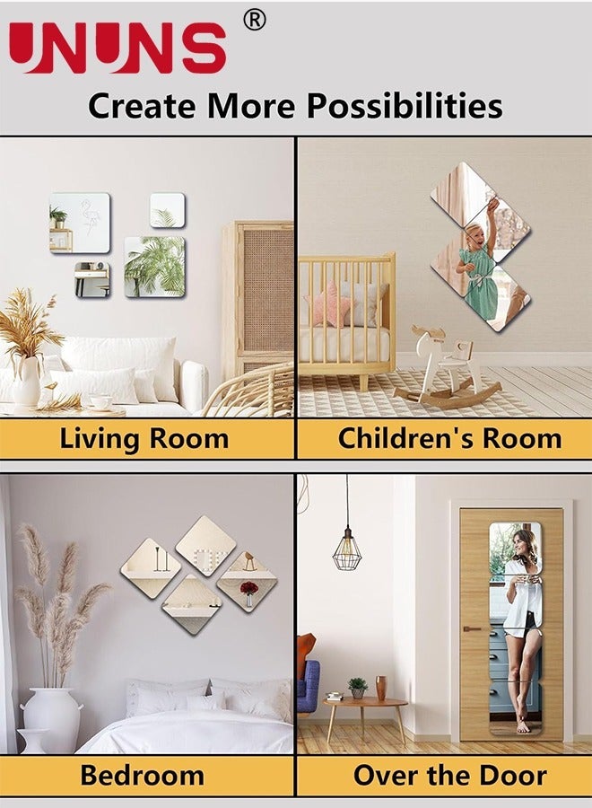 3D Mirror Wall Sticker Tiles, Non-Breakable Acrylic Full Length Mirror Tiles, 30cm x 4Pcs Flexible Plastic Mirror for Bedroom Home Gym Wall Decor - Image 4