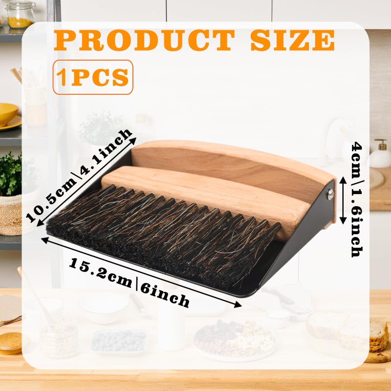 Nokiils Small Dust Pan and Brush Set, Mini Hand Broom and Dustpan Set, Wooden Crumb Sweeper for Home Desktop, Sofa, Pet Care Household (Black) - Image 2