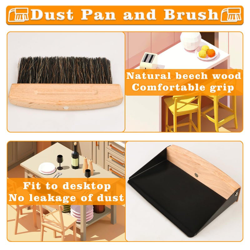 Nokiils Small Dust Pan and Brush Set, Mini Hand Broom and Dustpan Set, Wooden Crumb Sweeper for Home Desktop, Sofa, Pet Care Household (Black) - Image 3