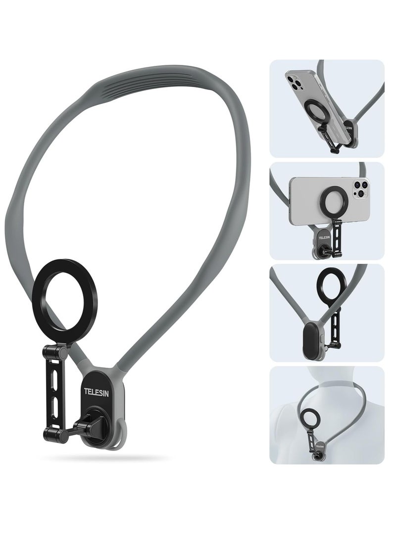 TELESIN° Magnetic Neck Holder max Mount for Phones, POV/Vlog Neck Phone Holder w Fixing Chest Strap Selfie Mount Hand Free Phone Neck Holder Stand Video Recording for iPhone Android Phones - Image 1