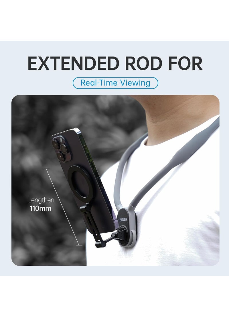 TELESIN° Magnetic Neck Holder max Mount for Phones, POV/Vlog Neck Phone Holder w Fixing Chest Strap Selfie Mount Hand Free Phone Neck Holder Stand Video Recording for iPhone Android Phones - Image 3