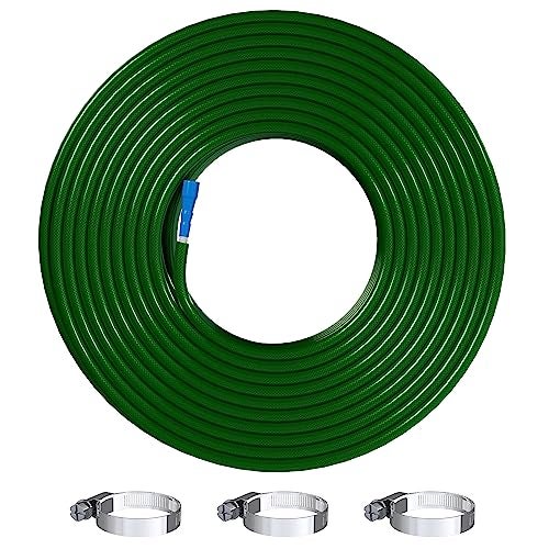 ORILEY 5Mtr 0.75 Inch Braided Water Pipe with Hose Connector/Jointer/Nozzle & Clamps Lightweight Flexible Gardening Cleaning Outdoor-Indoor Use (16 feet, Dark Green) - Image 1