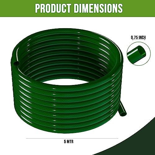 ORILEY 5Mtr 0.75 Inch Braided Water Pipe with Hose Connector/Jointer/Nozzle & Clamps Lightweight Flexible Gardening Cleaning Outdoor-Indoor Use (16 feet, Dark Green) - Image 3