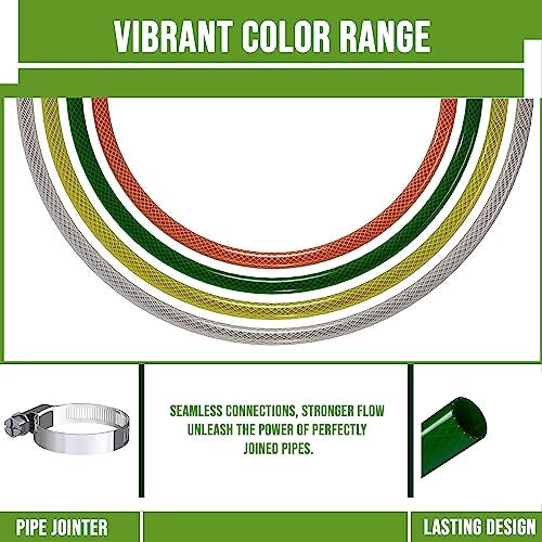 ORILEY 5Mtr 0.75 Inch Braided Water Pipe with Hose Connector/Jointer/Nozzle & Clamps Lightweight Flexible Gardening Cleaning Outdoor-Indoor Use (16 feet, Dark Green) - Image 5