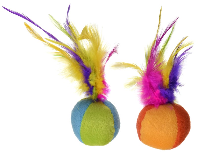 SmartyKat Flutter Balls Catnip Plush and Feather Cat Toys, Erratic Motion for Batting & Pouncing Fun for Cats & Kittens, Set of 2 - Image 1