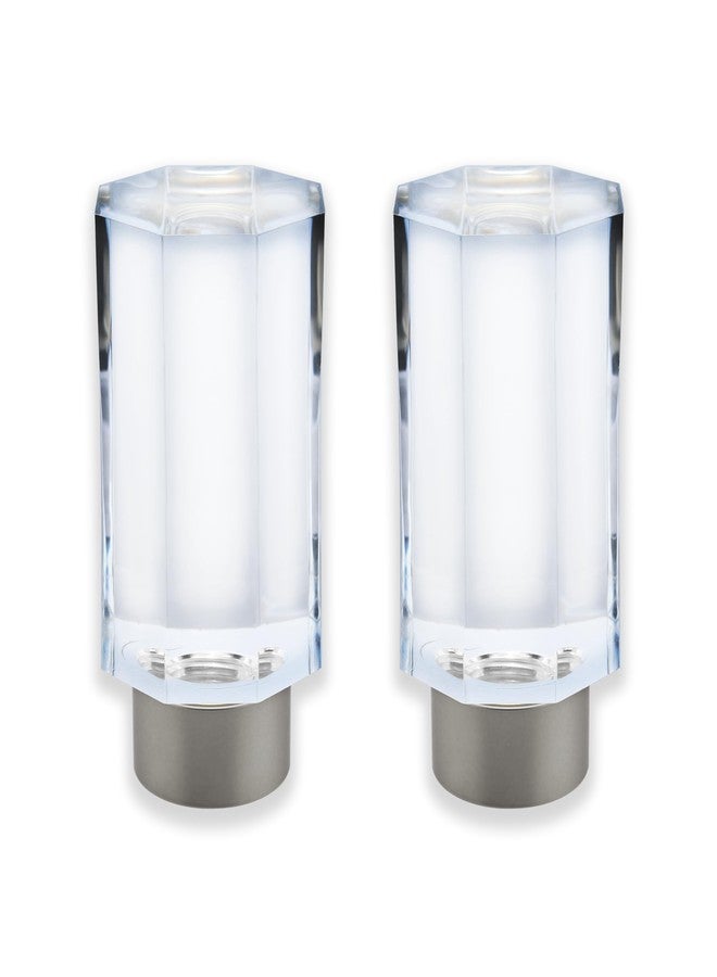 BLASTHOME® Luxury Faceted Pillar Finials - Fits Only Signature Collection Curtain Rods (Rod Not Included) - Premium Quality, Heavy Metal - Set of Two - Crystal Clear/Brushed Nickel Finish - Image 1