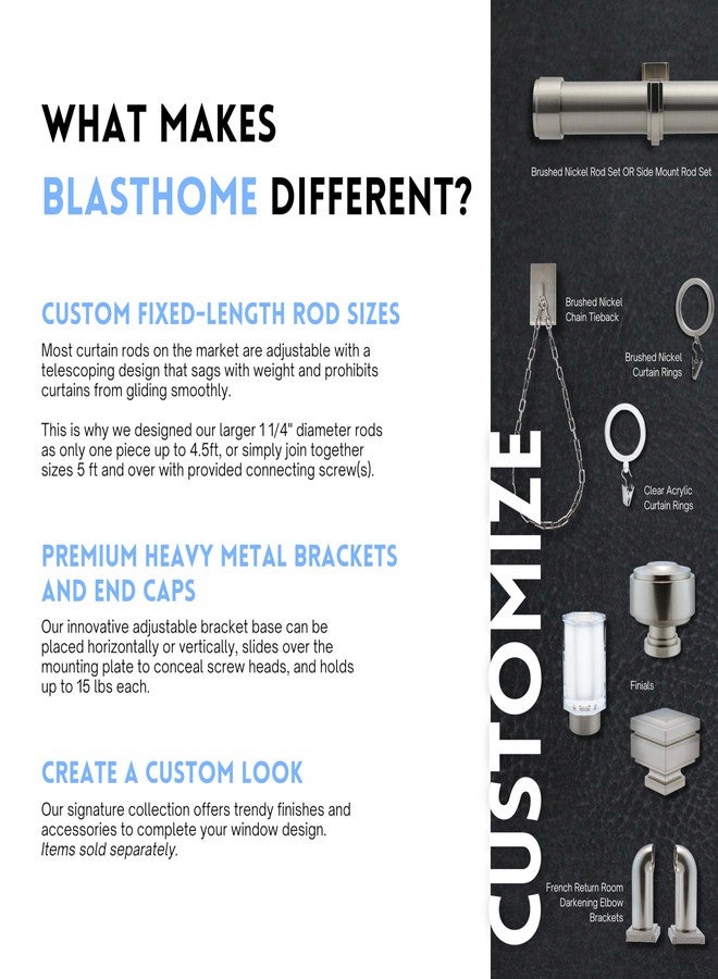 BLASTHOME® Luxury Faceted Pillar Finials - Fits Only Signature Collection Curtain Rods (Rod Not Included) - Premium Quality, Heavy Metal - Set of Two - Crystal Clear/Brushed Nickel Finish - Image 3