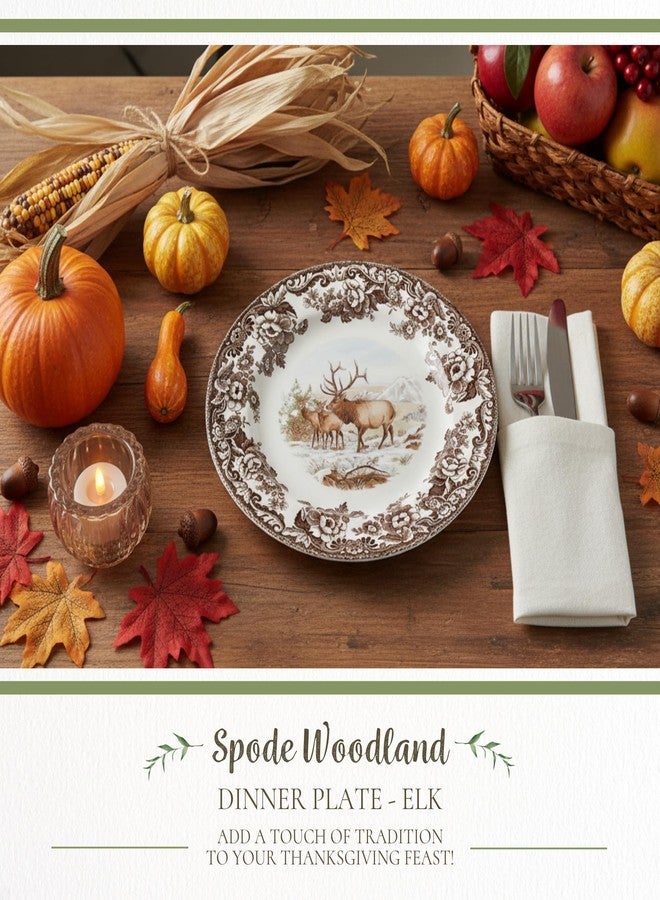 Spode Woodland Dinner Plate, Elk | 10.5 Inch | Hunting Cabin, Lodge, and Cottage Décor | Made in England from Fine Earthenware | Microwave and Dishwasher Safe - Image 2