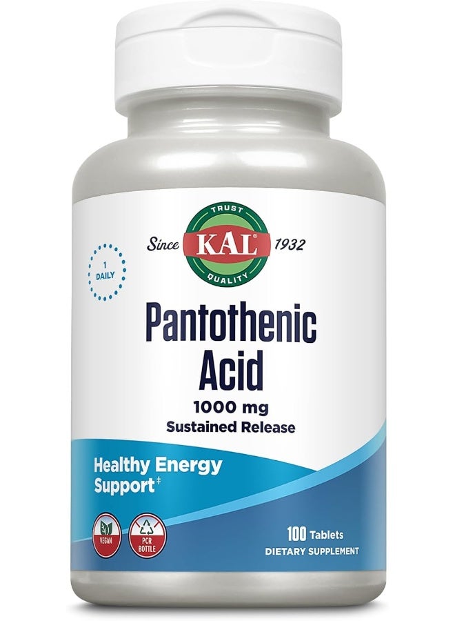 KAL Pantothenic Acid 1000 mg Sustained Release 100 Tablets - Image 1