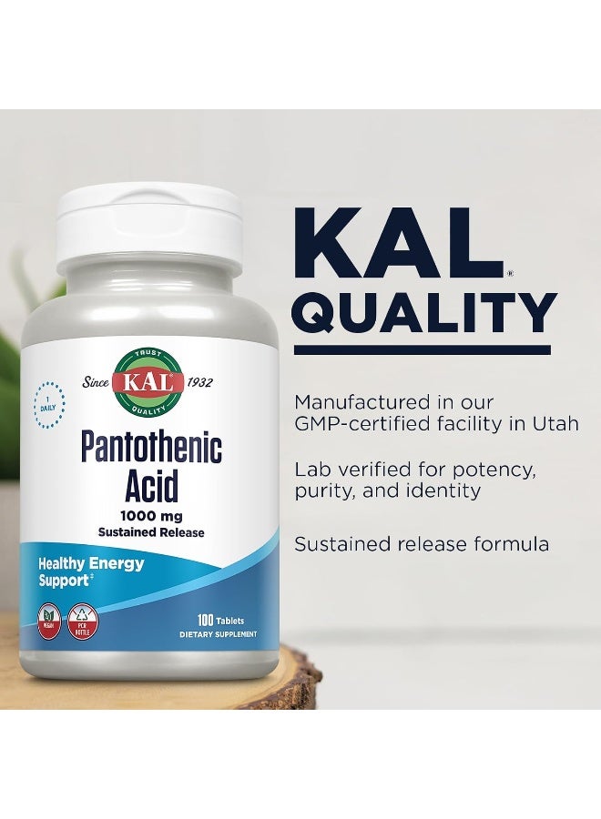 KAL Pantothenic Acid 1000 mg Sustained Release 100 Tablets - Image 4