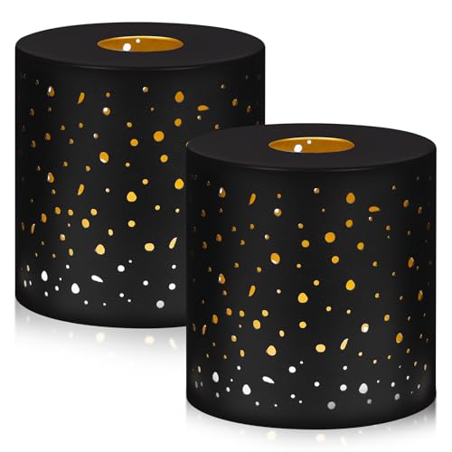 ALUCSET 2 Pack Small Metal Lamp Shades, Cylinder Metal Lamp Shade with 1-5/8" Fitter, Lampshade Replacement for Lighting Fixture, Chandelier, Table Lamps, Wall Lamp, Floor Lamp, Diameter 4.75 in Height 5 in - Image 1
