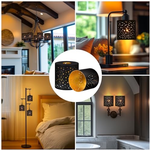 ALUCSET 2 Pack Small Metal Lamp Shades, Cylinder Metal Lamp Shade with 1-5/8" Fitter, Lampshade Replacement for Lighting Fixture, Chandelier, Table Lamps, Wall Lamp, Floor Lamp, Diameter 4.75 in Height 5 in - Image 4